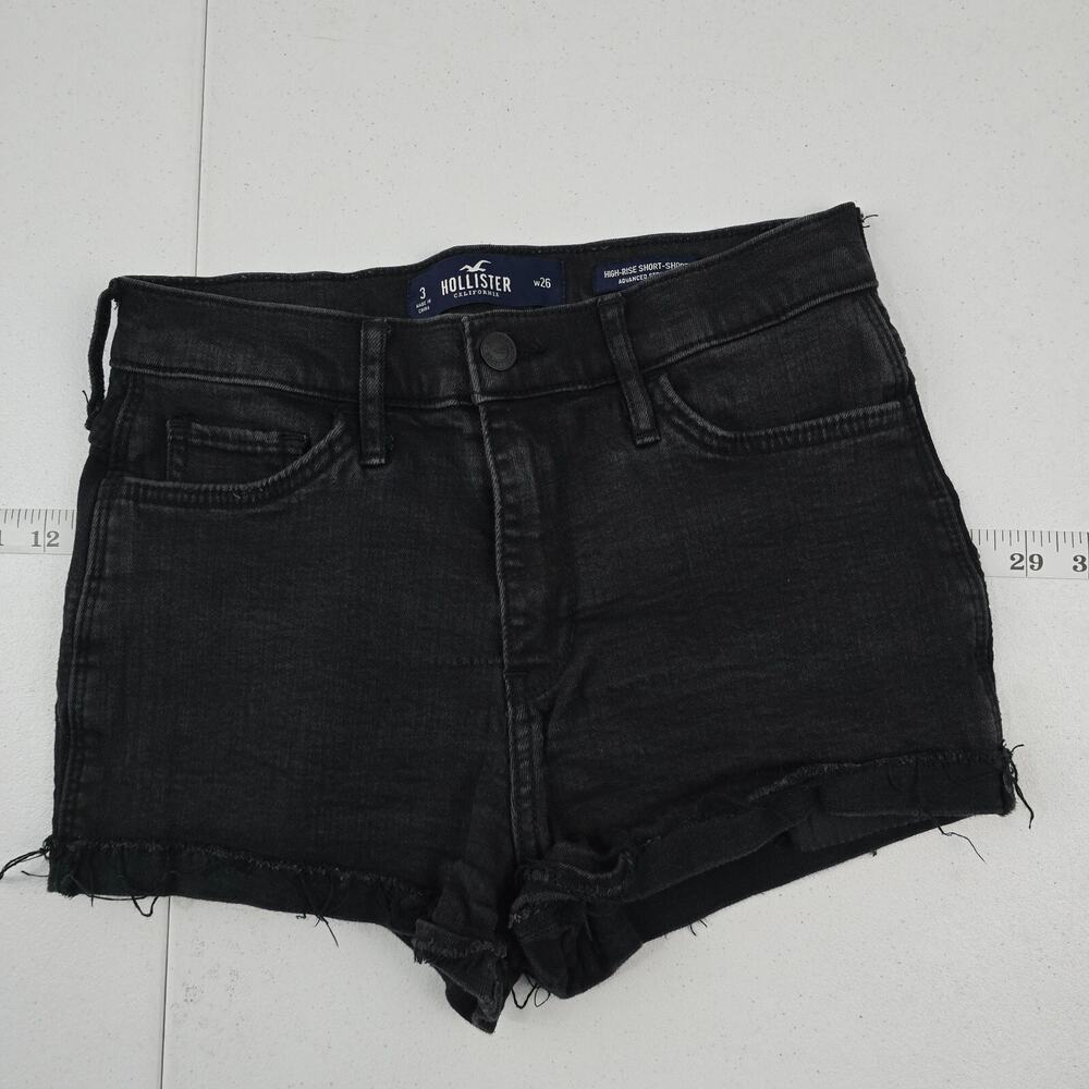 Hollister High-rise short-short advance stretch 3 26w black womens‎ 4978